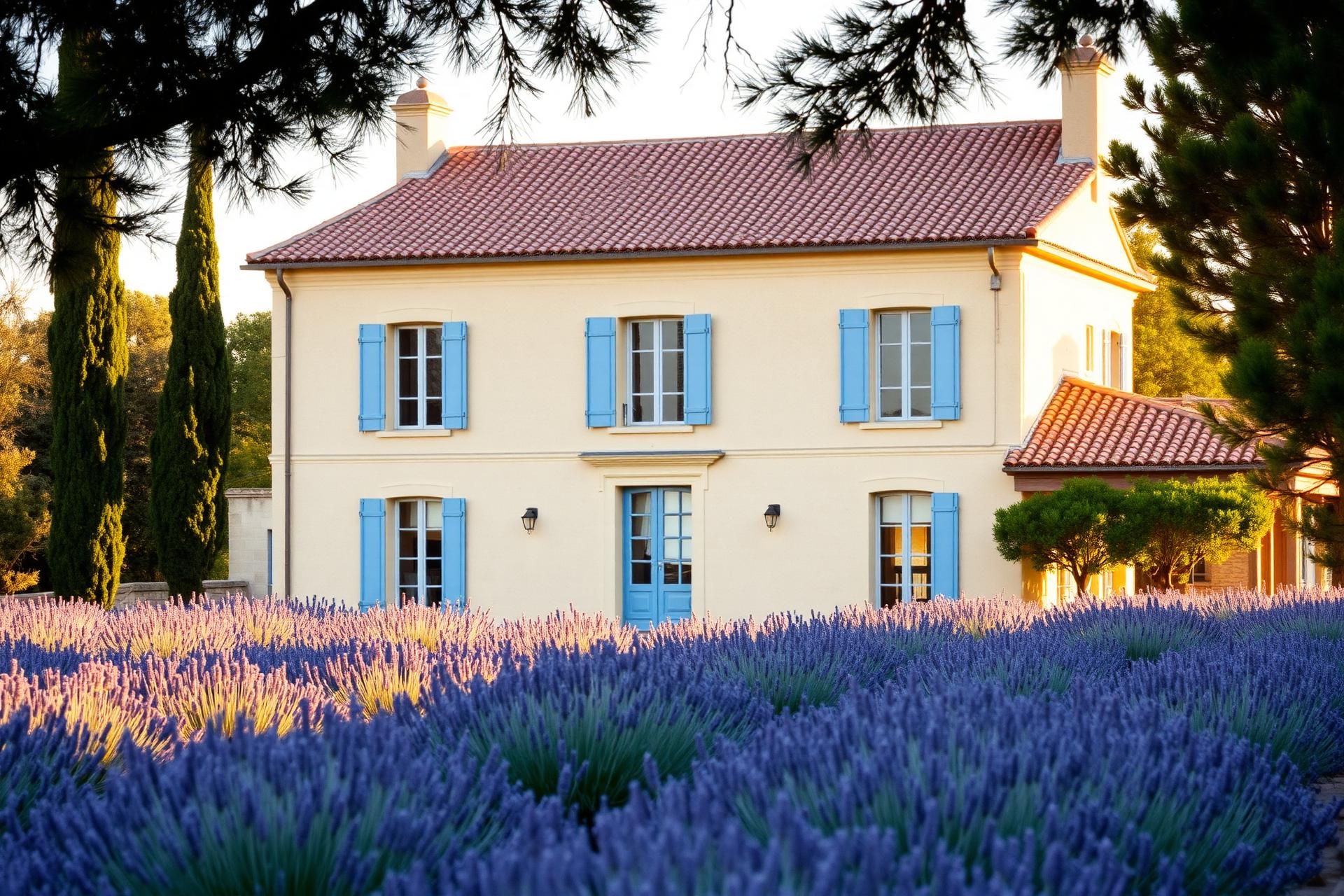 Mas provençal à Saint-Rémy-de-Provence au lever du jour